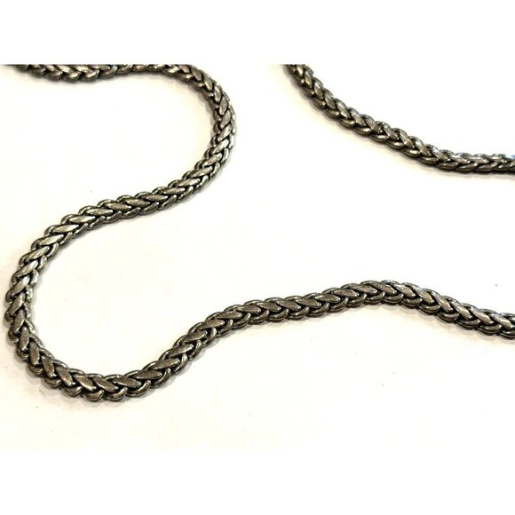 ANNE KLEIN 35" SILVER WHEAT FOXTAIL WOVEN CHAIN NECKLACE Glam Era 1980S EUC - Picture 6 of 8